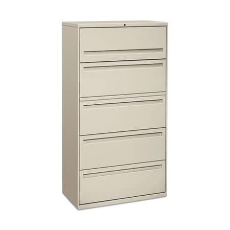 Hon HON, 700 SERIES FIVE-DRAWER LATERAL FILE WITH ROLL-OUT SHELF, 36W X 18D X 64.25H, LIGHT GRAY 785LQ